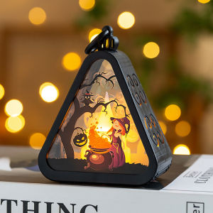 Halloween decorations including a pumpkin lantern and small Halloween gifts halloween Desktop decorations and props