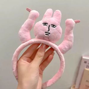 Pink Bunny Hairband Funny Funny Headband Plush Headband Wash Face Makeup Clip Bangs Hair Clip Photo Decoration Headwear