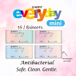 Zappy Everyday Antibacterial Wipes (8 sheets / 15 sheets) Mini pack Pocket size Anti-Bacterial wipes Cleaning wet wipes *Safe Gentle wet tissue