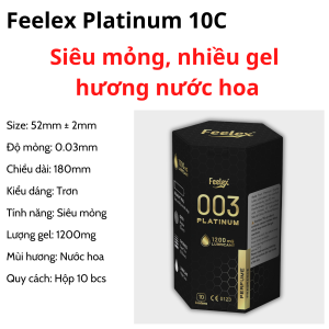 Bao cao su Feelex 003 Platinum hương nước hoa siêu mỏng nhiều gel bôi trơn
