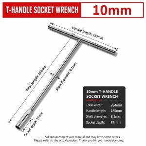 JING T-Shaped T-Handle Wrench 6-19mm Hex Socket Drive T-Socket Wrench Durable Extended Hand Tool Automotive Repair