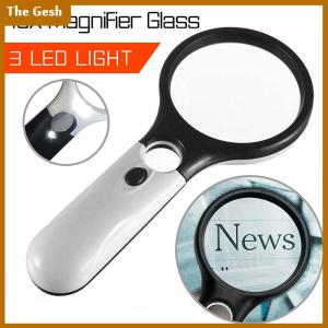 [The Gesh] 3LED Light 45X Handheld Magnifier Reading Magnifying Glass Lens Jewelry Loupe