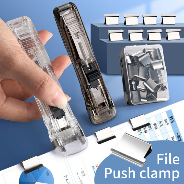 Portable Deli Metal Clip Push Clipper Latest Stapler Paper Fixing 