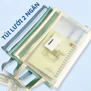 SUN EIGHT - PP116 Túi lưới xách tay 2 ngăn có quai túi đựng vở bút cho học sinh (KT 34x24.5cm) - NDBags