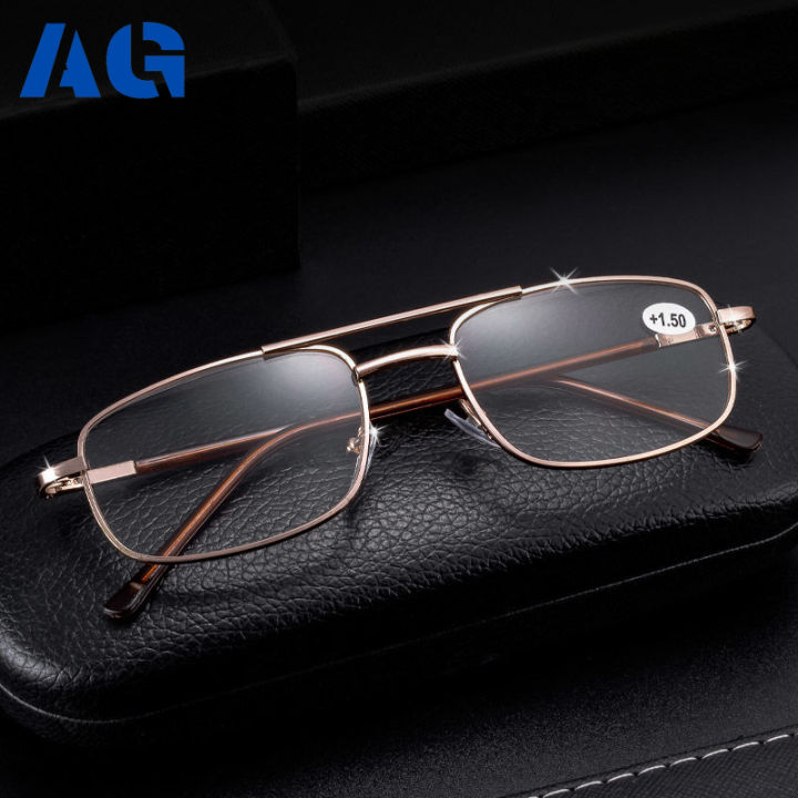 A-G Made in Japan Aviator Reading Glasses for Men Aesthetic Anti Radiation  Optical Metal Double Girder Pilot Style Fashion Replace Lens Eyeglasses