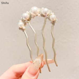 [ShiFu] Metal U-Shaped Hair Fork Combs Pearl Tassel Hair Sticks Hair Clip Hairpins Women Girl Hair Accessories Ornament Styling Tool