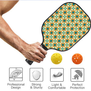 Pickleball Paddle 1 Racket & 2 Pickleballs lemon blue Fiberglass Face Ultra Perforated Cushion GripGift For Women Men ID 60630-190642617