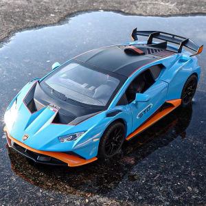 RUM 1:24 Scale Lamborghini Huracan Sto Alloy Car Model Light & Sound Effect Diecast Car Toys for Boys Baby Toys Birthday Gift Car Toys Kids Toys Car Model Car Boys Toys Model Collection