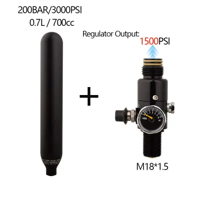 Hpa 0.7L 700cc Lặn bình khí 200bar/3000PSI Xi lanh khí đầu ra 160PSI để 3000PSI Bộ điều chỉnh áp suất cho CO2 Soda nước Scuba