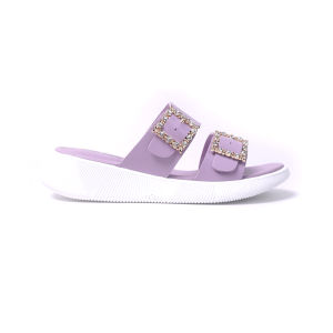 Sara Sara JOA Sandal Selop Wanita Kekinian Sendal Kasual Cewek Slop Sol Flatform Ban Dua Gesper Berlian Terbaru