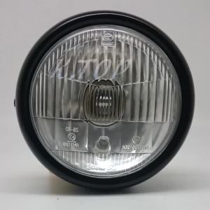 ZORBYZ Motorcycle Retro Headlight Black Metal Clear E4 Halogen Front Light For Harley Honda Victory Cafe Racer
