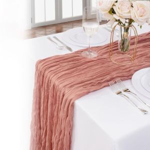 GHRDU 90x180/300cm Table Runners Vintage Rustic Country Wedding Decoration Table Decor Multi-color Cheesecloth Table Setting Beach Wedding