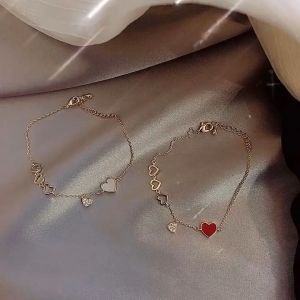 Gelang Tangan Heart Heart Bracelet Korean Style Minimalist Elegant Wrist Chain Cute Sweet Trendy
