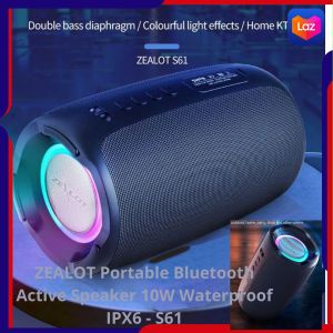 COD ZEALOT Portable Bluetooth Active Speaker 10W Waterproof IPX6 - S61 / speaker bluetooth mini suara super keras jelas outdoor whaterproof desain elegan unik camping piknik di gunung austetic murah full bass sambung hp laptop terbaik terbaru viral trend