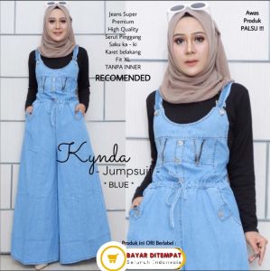 Kynda Overall Kulot Jeans - Jumpsuit Jeans - Baju Terusan Muslim