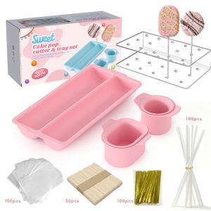 MASTERYX Reusable Cake Pop Mold Set Non-Stick Double Row Tray Baking Tools Creative with Acrylic Stand Cake Pop Cutter Home Baking