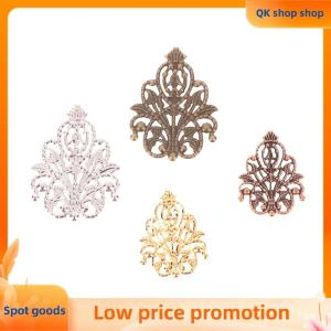 ✨QK shop✨ 20Pcs Bronze Copper Gold Silver Filigree Wraps Flower Connectors Metal Crafts Gift Decoration DIY Accessories