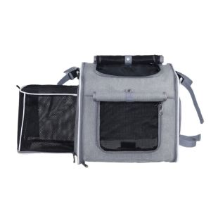 AMELY Expandable Pet Cycling Bag Breathable Folding Bicycle Carrying Cat Bag Durable Oxford Mesh Portable Pet Bag Outdoor Use