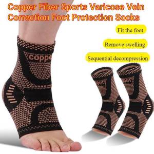 Copper Fiber Sports Ankle Support Socks/ Durable Joint Sprain Prevention/ Compression Legwear For Men & Women/ Athletic Protection Comfortable Calf Guard