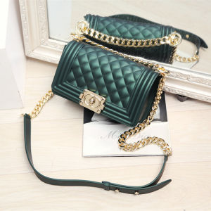 LZD  Túi Nữ Túi Vuông Nhỏ 2024 Túi Dây Chuyền Lưới Kim Cương Mờ Mờ Mới Túi Thạch Màu