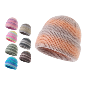 LUMINOU Gradient Color Knitted Beanie Hat Thickened Windproof Pullover Hat Fashion Cold Proof Warm Winter Cap Autumn Winter