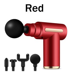 Massage Gun Professional Electric Mini Muscle Massager Relax Muscle Vertebral Massager For Sport Body Fascial Gun Massage Vibrating Device（Four massage heads）