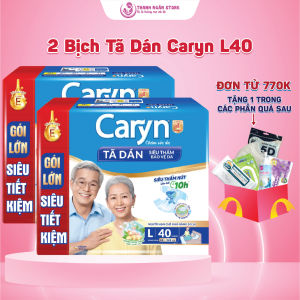 Combo 2 Bịch Tã Dán Caryn Siêu Thấm Size L40 + 4 Miếng - Gói Lớn Tiết Kiệm Dành Cho Người Hạn Chế Khả Năng Đi Lại - Kho Bỉm Thanh Ngân