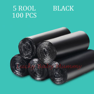 100pcs 46*60cm Handle Breakpoint Garbage Bag Thickened Disposable Trash Bags Waste Bin Rubbish Bags / Rainbow