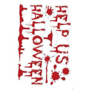 OWMXZL Họa tiết đầu lâu Nhãn dán trang trí Halloween Dấu tay và dấu chân dính máu Nhiều màu sắc Decal dán cửa sổ Halloween Đáng sợ Chống thấm nước Miếng dán tĩnh điện Tiệc Halloween