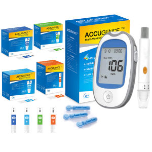 ACCUGENCE 4 In 1มัลติฟังก์ชั่เครื่องวัดน้ำตาลในเลือดกรดยูริคเมตรเครื่องวัดเลือดชุดทดสอบระดับน้ำตาลเครื่องวัดน้ำตาลในเลือดคีโตนในเลือดกรดยูริคทดสอบน้ำตาลในเลือดพร้อมแถบทดสอบเครื่องวัดน้ำตาลในเลือดมีดค่าวัดที่ถูกต้องแม่นยำเลือด Β-Ketone Check Ketosi