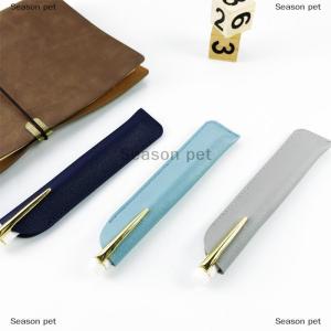 [COD] Season pet ที่ใส่ดินสอหนัง PU สำหรับโรงเรียนที่เก็บปากกากล่องใส่ปากกาสีทึบทนต่อการสึกหรอฝาปิดปากกาป้ายขนาดเล็ก