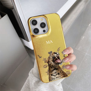 Customized Name Glitter PU Leather Leopard Case For Iphone 13 17 16 14 Pro Max 15plus Cases Hard Metallic PU Covers high quality