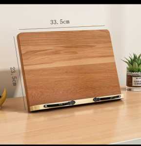 MEGREZPortable Adjustable Book Holder and Page Paper Clips Cookbook Reading Tray BambooTextbooks Lightweight Bookstand