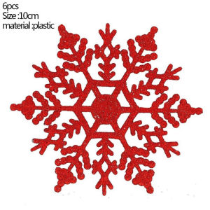 NUVOX 6Pcs 10CM Glitter Snowflake Christmas Ornaments Xmas Tree Hanging Decoration Pendant Snowflake
