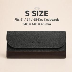 iFantasy Magnetic Felt Keyboard Bag Sleeve Case with PU Leather Trim Dustproof Travel Organiser for Mechanical Keyboards - Slim 45mm Profile Neat Stitched Edges Quick Access Flap Closure