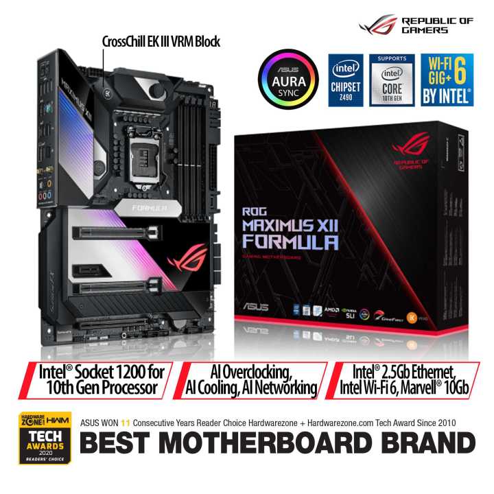ROG Maximus XII Formula Intel® Z490 LGA 1200 ATX gaming
