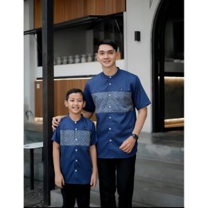 Koko Kemko Couple Ayah Dan Anak Warna Denim Kain Toyobo Import S M L XL XXL
