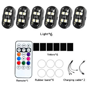 Aitemay RGB LED Car đèn nhấp nháy xe gắn máy đèn nháy LED vị trí đèn không dây máy bay máy bay Máy bay trực thăng phụ kiện đèn cảnh báo