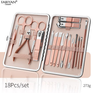 18 Pcs Nail Art Tools Kits Manicure Set Stainless Steel Nail Clipper Cutter Files Trimmer Ear Pick Grooming Set Pedicure Manicure Tools