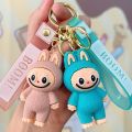 【Fairy Castle】Cute Cartoon Figure Labubu Keychain Car The Monsters Bunny Keys Chain Backpack Charms Anime Doll Accessories Keychains. 