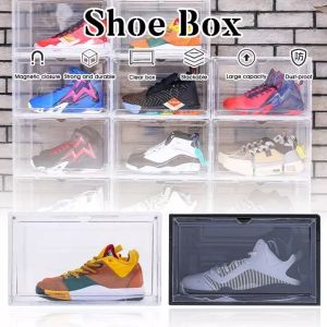 Gods House 1Pc Stackable New Version Side Drop AJ Box Hard Case Magnetic Door Crystal Front Door/Stackable Shoe Box/Storage Box/Sneaker Box