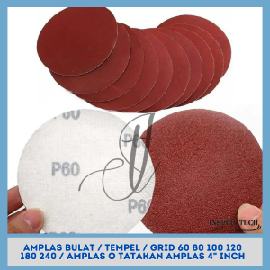 Amplas Tempel Amplas Bulat Velcro SAND PAPER / AMPELAS BUAT GERINDA GRID 60 80 100 120 180 240 4" Inch