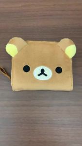 Rilakkuma Plush Wallet Cute Cartoon Bear Design Small Wallet Short Wallet for Girls Kawaii Money Clip Wallet.