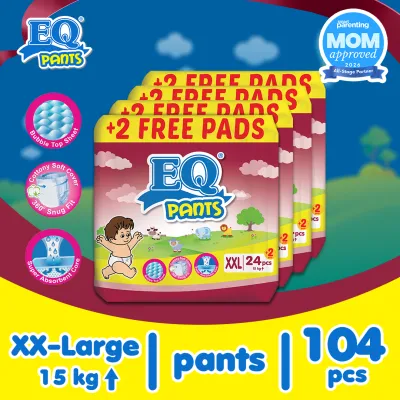 EQ Pants XXL (15 - 25 kg) - 26 pcs x 4 packs (104 pcs) - Diaper Pants