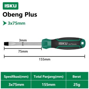 ISKU Obeng Plus Minus Magnet Obeng Gagang CR-V Karet Screwdriver Komplit Obeng