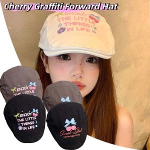 MARISAR วินเทจ หมวก Graffiti Forward เชอร์รี่ งานปัก หมวกศิลปิน ปรับได้ ชาวอเมริกัน หมวกจิตรกร วัยรุ่น