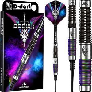 MISSION SOFT TIP DART - 18G Occult Black Coral PVD Coating 90% Tungsten Soft Darts (ARROW DART LEMBUT)