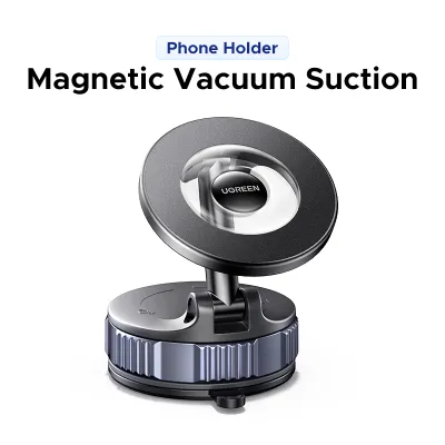 UGREEN Car Magnetic Vacuum Suction Cup Holder for iPhone 17 pro max 16 pro max Car Dashboard Windscreen Mount Foldable 360° Rotatable Black