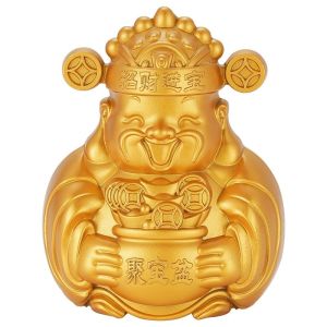 已开光 招财 笑脸财神爷摆件招财进宝聚宝盆装饰摆件客厅办公室桌面装饰品礼物 Fortune New Sargent Smile God of Fortune Sargent Pocket God of Fortune Shop Front Desk Arts and Crafts Opening Decoration Gift