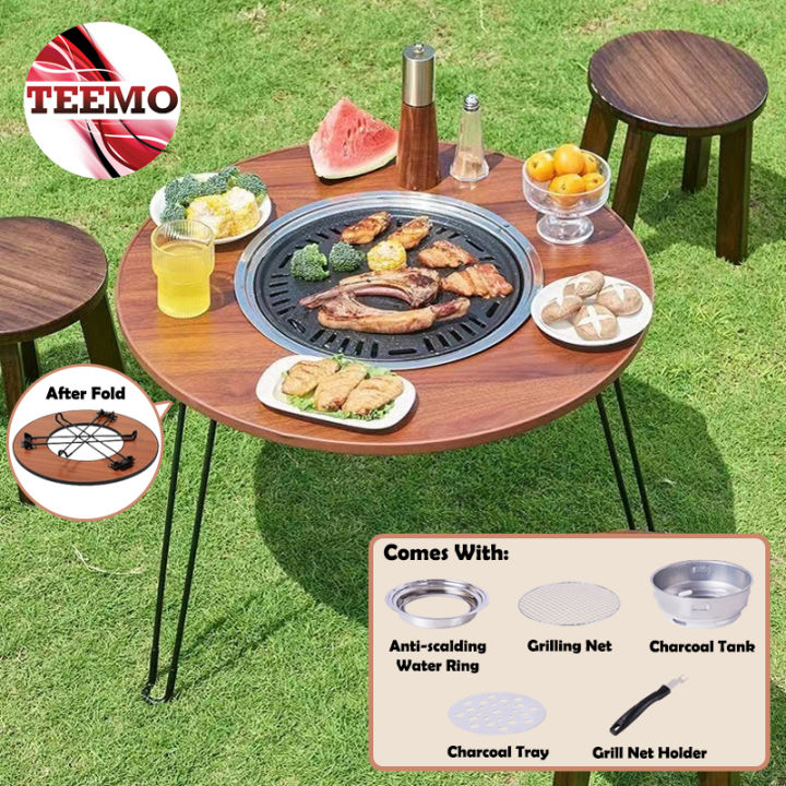 TEEMO Outdoor Fire Pit Table Camping Fireside Table Multifunctional ...